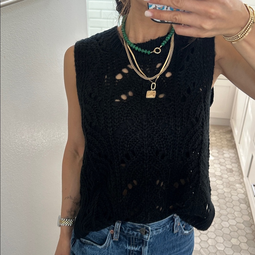 NWT Molly Bracken Pointelle sweater vest size XS